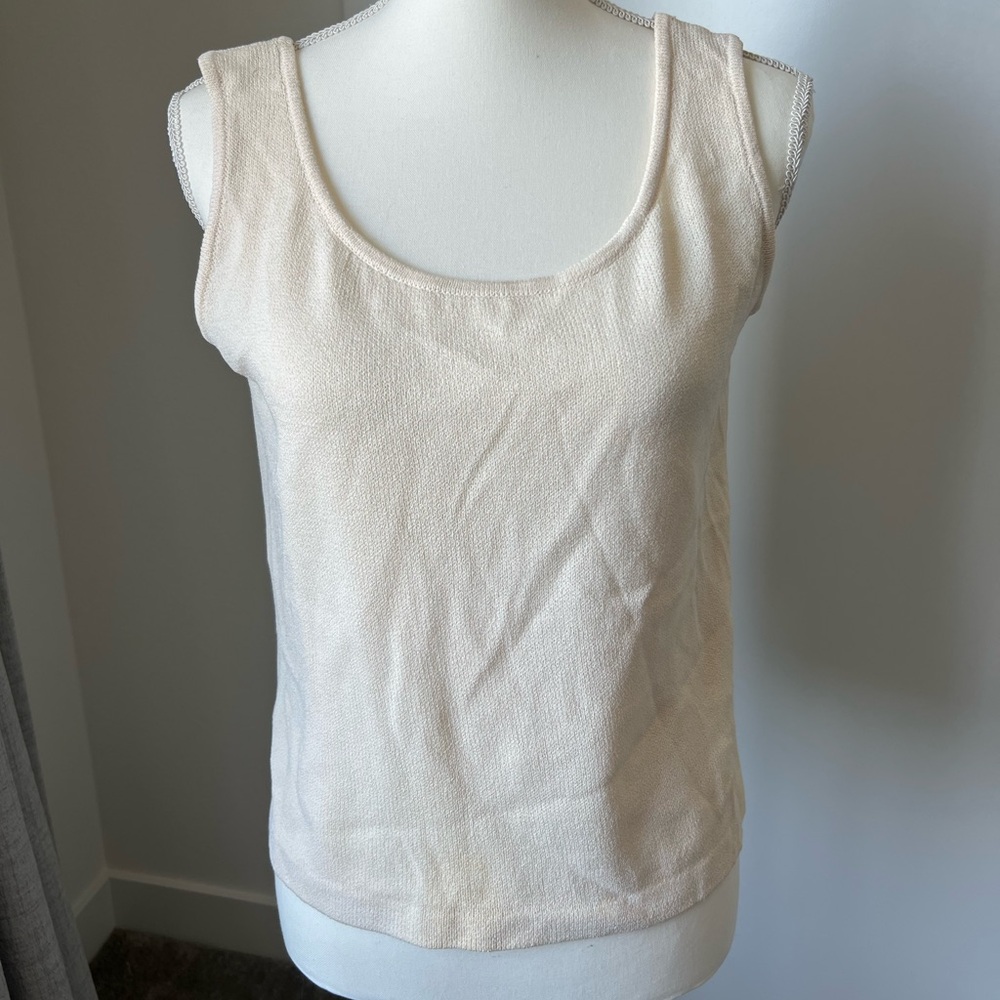 St. John Cream Fitted Tank Top